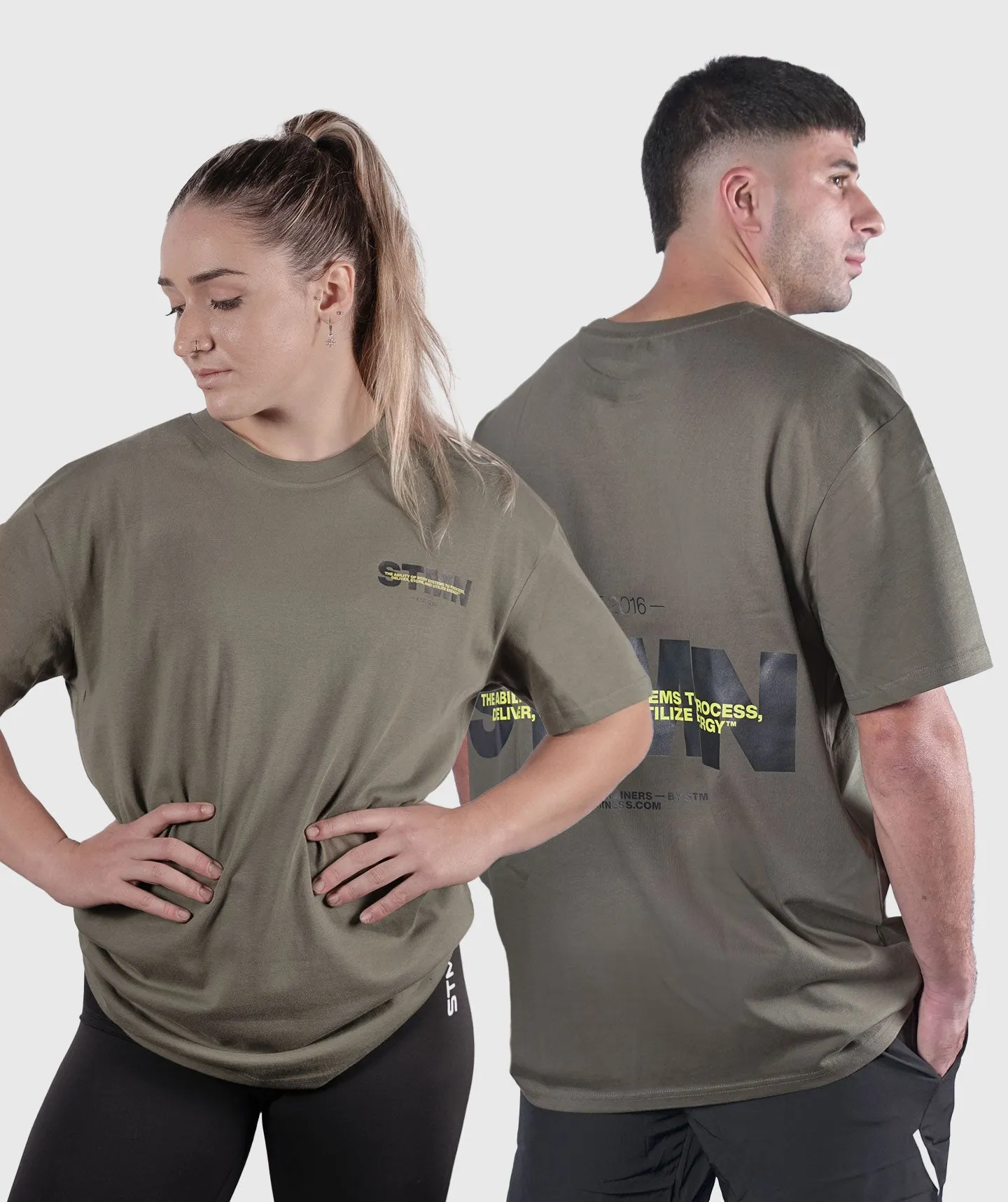 T-shirt "DOWNTOWN" Loose-Fit Military Green