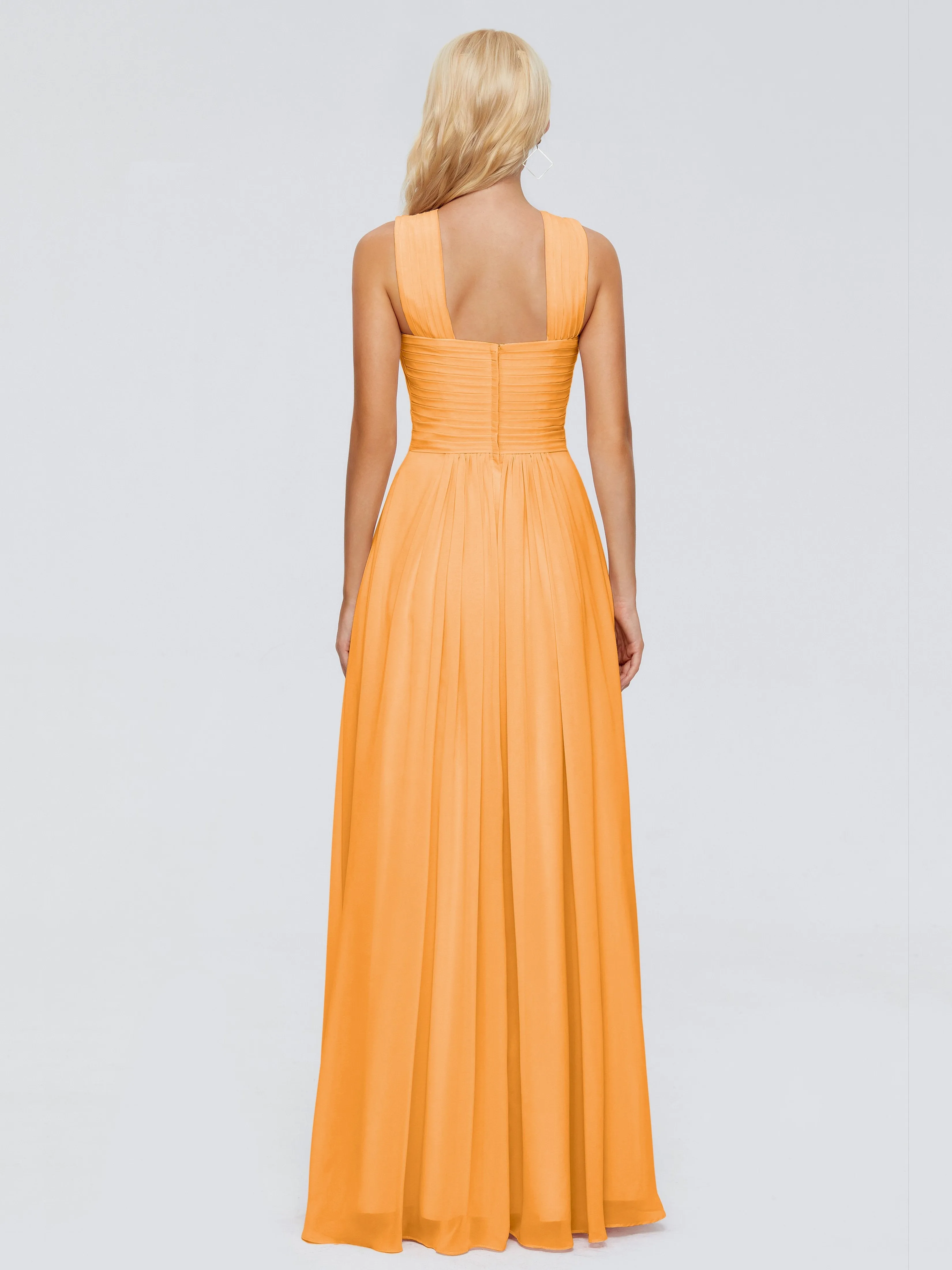 Tangerine Bridesmaid Dresses Aliyah Charming A-Line Straps Chiffon Bridesmaid Dresses