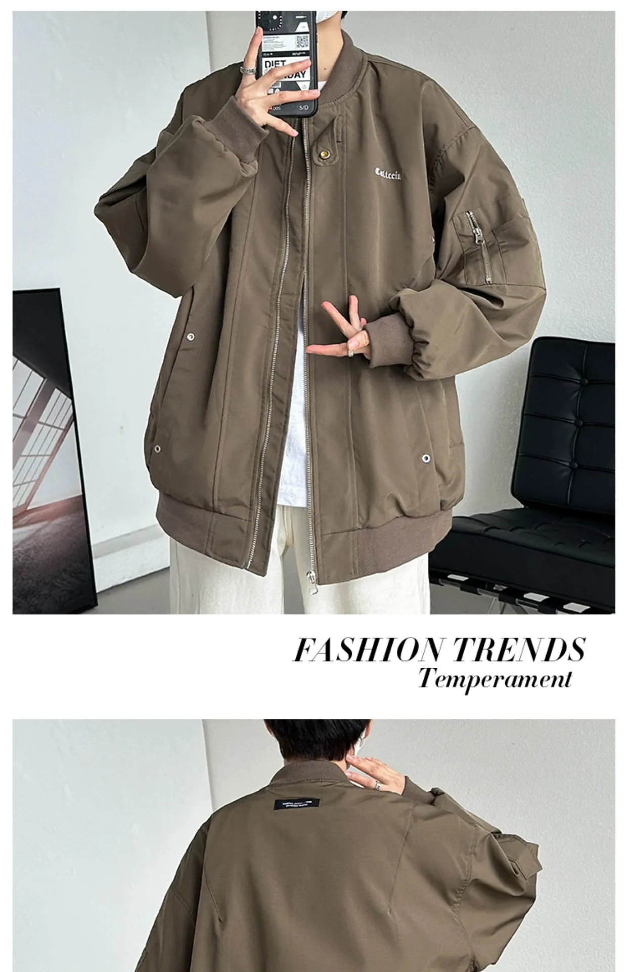 Trendy Spring and Autumn Loose Street Pilot Jacket