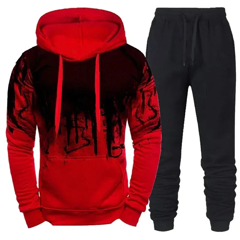 Warm Fleece Hoodie 2 Pieces Set