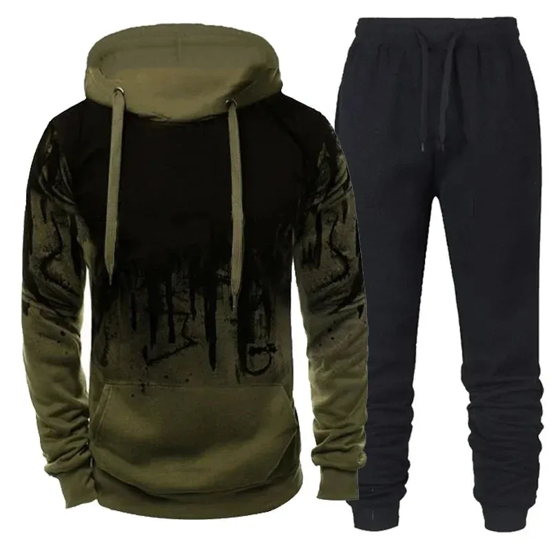 Warm Fleece Hoodie 2 Pieces Set