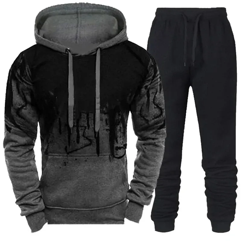 Warm Fleece Hoodie 2 Pieces Set