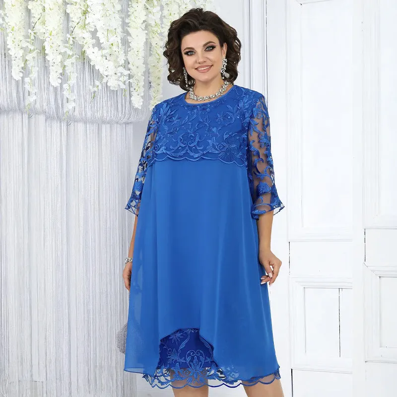  Women's Loose Fit Lace Midi Dress