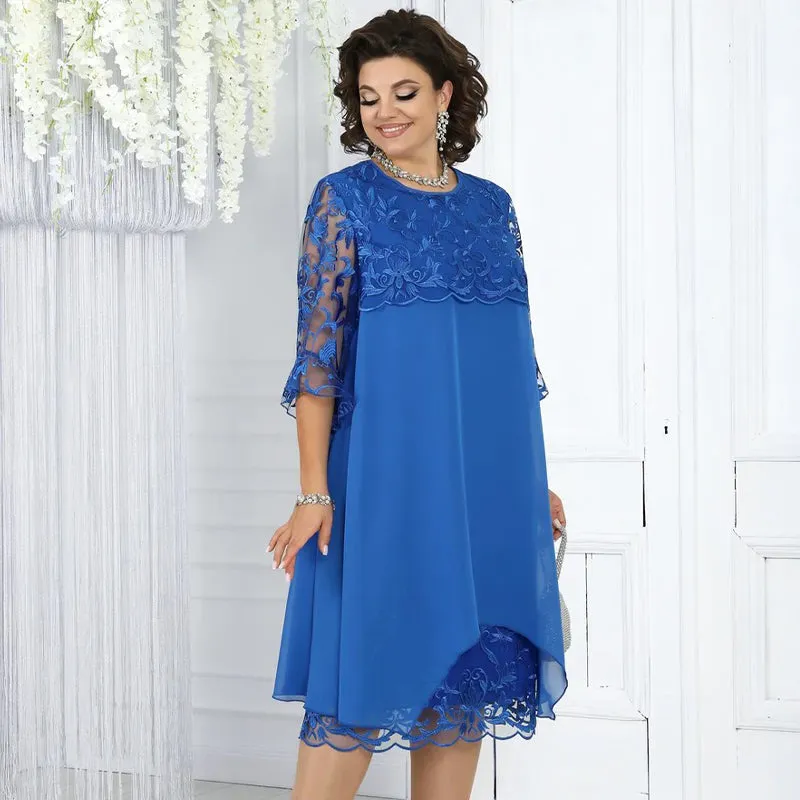  Women's Loose Fit Lace Midi Dress