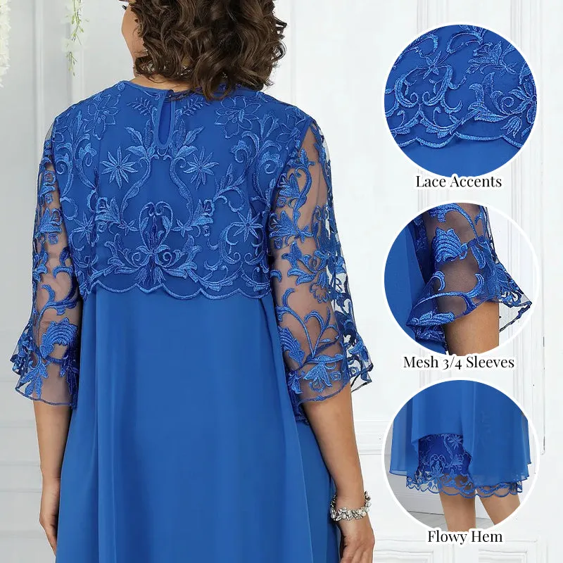  Women's Loose Fit Lace Midi Dress